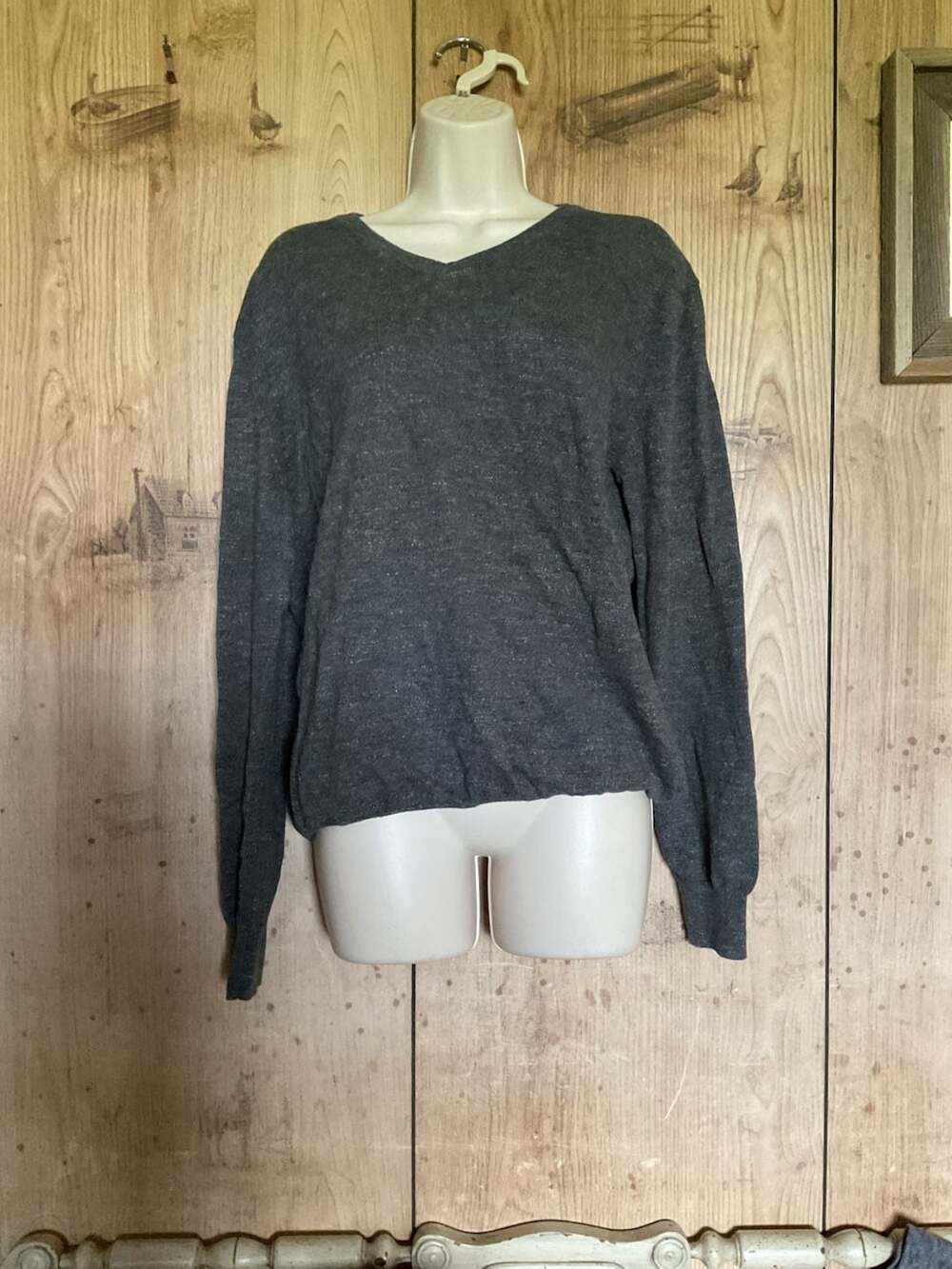 J.Crew V-Neck Cotton Sweater Gray